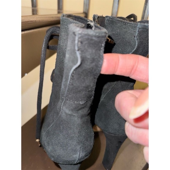 INC Women's Black Lace-Up Suede Boots Size 5.5M Casual Chunky Heel - Picture 3 of 11